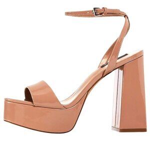 Aqua Tan Block Heel Sandals